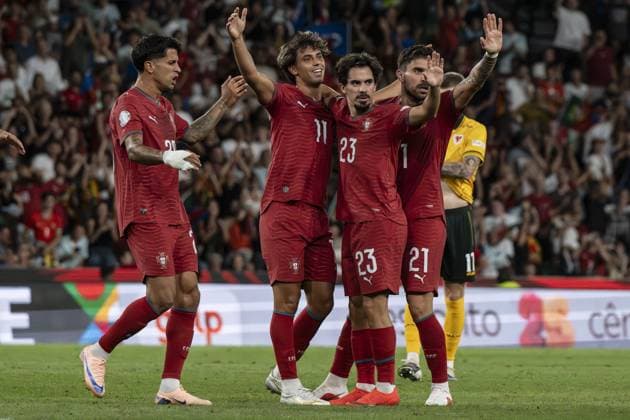 RECORD DATE NOT STATED Portugal - Lisbon - Wales - League of Nations Lisbon (Portugal), 24 09 2026 - Joao Cancelo, Joao Felix and Vitinha, during the Portugal vs Wales match, 1st round of the Nations League, played at the Alvalade stadium, Lisbon Portugal Lisbon portugal Copyright: xJoaquimxGalantex