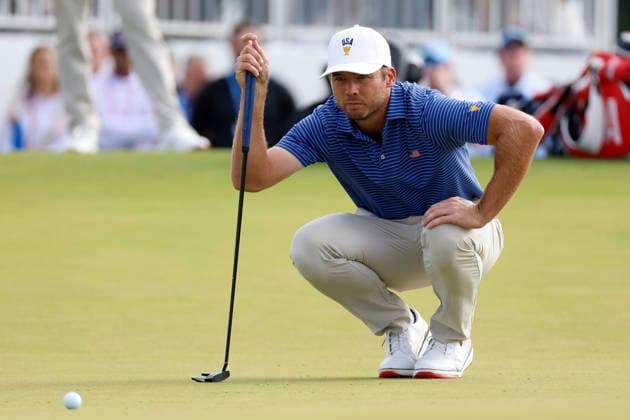 MEDINAH, IL - SEPTEMBER 24: Cameron Young of the United States reads a putt on No. 15 during the opening four ball session of the Presidents Cup, September 24, 2026, at Medinah Country Club in Medinah, Illinois. (Photo by Matthew Maxey Icon Sportswire) GOLF: SEP 24 Presidents Cup EDITORIAL USE ONLY Icon260924052