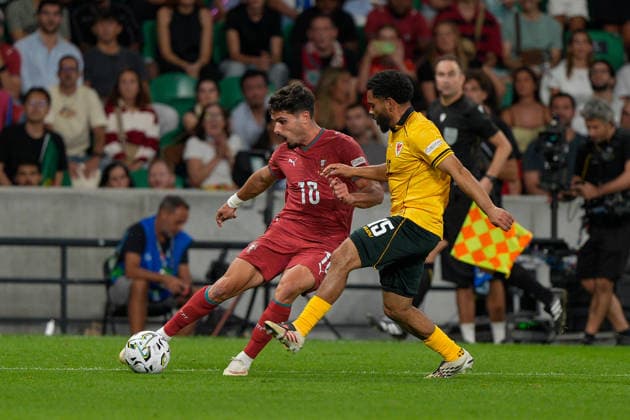 September 24, 2026, Lisbon, Portugal: Pedro Neto of Portugal (L) and Jay Dasilva of Wales (R) seen in action during the UEFA Nations League, League A, Group A4, Matchday 1 between Portugal and Wales at Estadio Jose Alvalade. Final score: Portugal 1:0 Wales. Portugal Vs Wales In Lisbon, Portugal - 24 Sep 2026  - ZUMAs197 20260924_aaa_s197_174 Copyright: xBrunoxdexCarvalhox