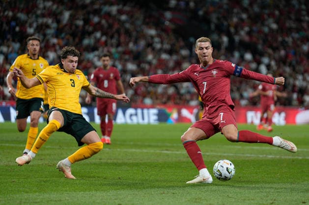 September 24, 2026, Lisbon, Portugal: Neco Williams of Wales (L) and Cristiano Ronaldo of Portugal (R) seen in action during the UEFA Nations League, League A, Group A4, Matchday 1 between Portugal and Wales at Estadio Jose Alvalade. Final score: Portugal 1:0 Wales. Portugal Vs Wales In Lisbon, Portugal - 24 Sep 2026  - ZUMAs197 20260924_aaa_s197_197 Copyright: xBrunoxdexCarvalhox
