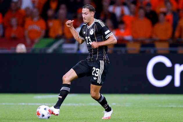 EBNOUTALIB Younes Team Deutschland UEFA Nations League 2026 - 2027 Spiel Holland - Deutschland 1 : 1 am 24.September 2026 in Amsterdam DFL REGULATIONS PROHIBIT ANY USE OF PHOTOGRAPHS as IMAGE SEQUENCES and or QUASI-VIDEO Copyright: xLacixPerenyix