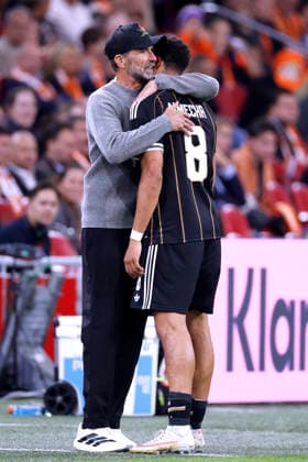 KLOPP Juergen Bundestrainer Team Deutschland bei der Auswechslung von Torschuetzen NMECHA Felix UEFA Nations League 2026 - 2027 Spiel Holland - Deutschland 1 : 1 am 24.September 2026 in Amsterdam DFL REGULATIONS PROHIBIT ANY USE OF PHOTOGRAPHS as IMAGE SEQUENCES and or QUASI-VIDEO Copyright: xLacixPerenyix