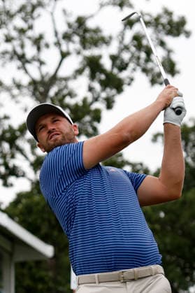 MEDINAH, IL - SEPTEMBER 24: Wyndham Clark of the United States on No. 16 during the opening four ball session of the Presidents Cup, September 24, 2026, at Medinah Country Club in Medinah, Illinois. (Photo by Matthew Maxey Icon Sportswire) GOLF: SEP 24 Presidents Cup EDITORIAL USE ONLY Icon260924081