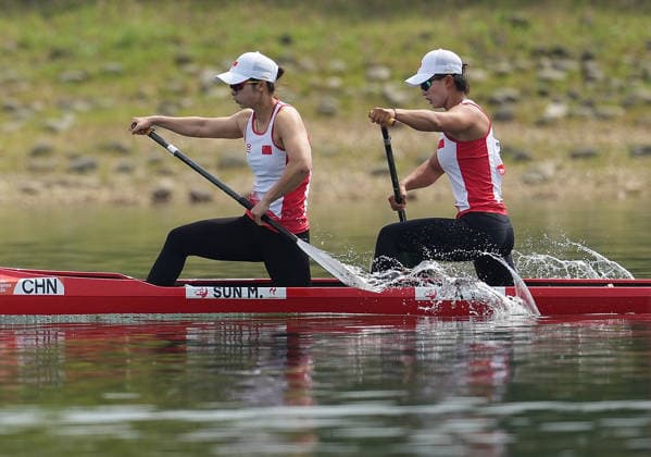 (260925) -- NAGOYA, Sept. 25, 2026 -- Sun Mengya (L) Ma Yanan of China compete during the women s canoe double 500m final of Canoe Sprint at the 20th Asian Games Aichi-Nagoya 2026 in Miyoshi of Aichi Prefecture, Japan, Sept. 25, 2026. ) (SP)JAPAN-NAGOYA-ASIAN GAMES-CANOE SPRINT-WOMEN S CANOE DOUBLE 500M-FINAL ZhangxHaobo 