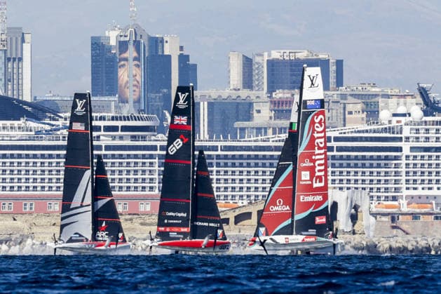 OTHER - Sailing - The Louis Vuitton 38th America s Cup Preliminary Regatta in Naples Photo by IPA ABACAPRESS.COM88925379 - A general view of the AC 40 on the first day of the preliminary regatta for the 38th Louis Vuitton America s Cup in the Gulf of Naples, Campania, Italy, on September 24, 2026. The Naples preliminary regatta gives the competing teams their first opportunity to test their AC40 one-design yachts ahead of the 38th America s Cup, which will be held in Naples in 2027. Napoli Italy  Copyright: xIPAxSport ABACAx