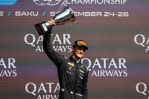 AUTO - FORMULA 2 2026 - BAKU BEGANOVIC Dino (swe), DAMS Lucas Oil, Dallara F2 2024, portrait podium during the 12th round of the 2026 FIA Formula 2 Championship from September 24 to 26, 2026 on the Baku City Circuit, in Baku, Azerbaijan - BakuAzerbaijan  Copyright: xALBERTOxVIMERCATIx