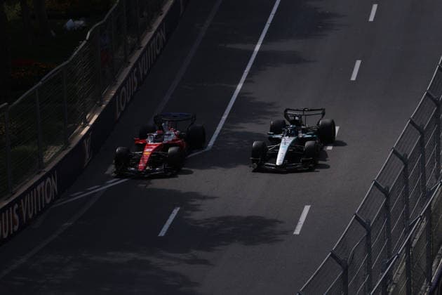F1 - AZERBAIJAIN GRAND PRIX 2026 16 LECLERC Charles (mco), Scuderia Ferrari SF-26, action and 63 RUSSELL George (gbr), Mercedes AMG F1 Team W17, action during the 2026 Formula 1 Azerbaijan Grand Prix, 15th round of the 2026 Formula One World Championship, WM, Weltmeisterschaft from September 24 to 26, 2026 on the Baku City Circuit, in Baku, Azerbaijan - BakuAzerbaijan Copyright: xDPPIx