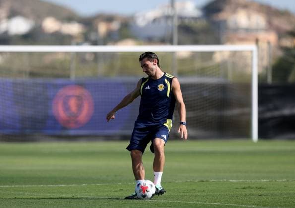 Kieron Bowie of Scotland during a morning training session. Scotland Team Training, International Football, La Manga Club, Murcia, Spain - 25 Sep 2026 La Manga Club Murcia Spain  Copyright: xSergioxLopez Shutterstockx 17167501f