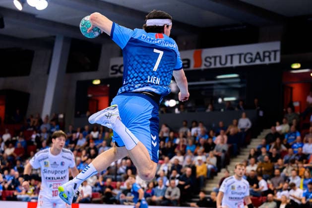 Stuttgart: HBL - 26 27 - DHB-Pokal - TVB Stuttgart - HC Erlangen Kasper Thorsen Lien (Stuttgart) Stuttgart Scharrena Baden-Württemberg Deutschland