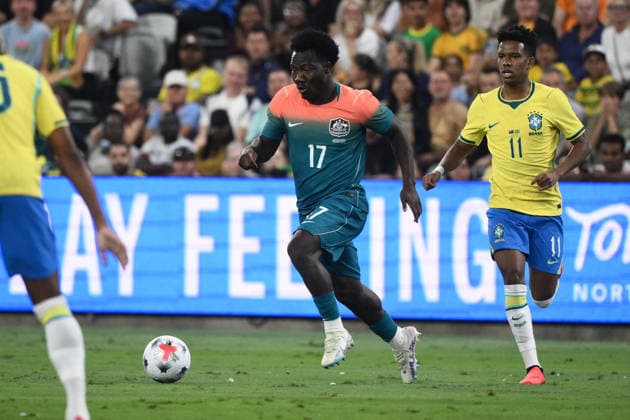 SOCCER AUSTRALIA BRAZIL, Nestory Irankunda of the Socceroos makes a run during the Queensland Football Series International Friendly, Länderspiel, Nationalmannschaft match between the Socceroos and Brazil at Queensland Country Bank Stadium in Townsville, Friday, September 25, 2026. ( NO ARCHIVING, EDITORIAL USE ONLY TOWNSVILLE QUEENSLAND Australia  Copyright: xJONOxSEARLEx 20260925164651507286