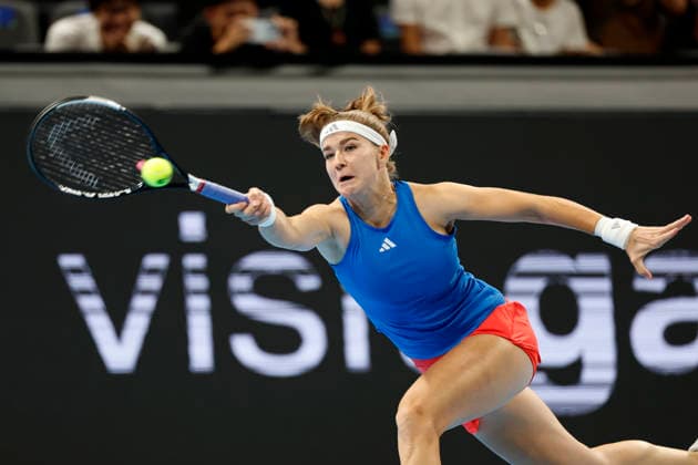 Karolina Muchova, a Czech tennis player, during the Czech Republic vs. Spain match in the semifinals of the 2026 Billie Jean King Cup, September 25, 2026, Shenzhen, China. (CTKxPhoto PavelxLebeda) CTKPhotoF202609250003601  CTKPhotoF202609250003601