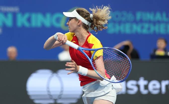 Spain Cristina Bucsa pictured in action during the tennis match between Cristina Bucsa of Spain and Linda Noskova of Czech Republic in the Semi Finals of the Billie King Cup tournament, on Friday 25 September 2026 in Shenzhen, China. VIRGINIExLEFOUR  x187788402x