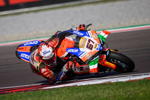 September 25, 2026, Cremona, Italy: Alberto SURRA (ITA) riding for Motocorsa Racing at turn 4 during Free practice session 1 of the 2026 WorldSBK EICMA ITALIAN ROUND at Cremona Circuit Angelo Bergamonti in Cremona (Italy), 10th round of the 2026 WorldSBK season..Credit: ZUMA Press WORLDSBK 2026: EICMA ITALIAN ROUND: FP  - ZUMAr158 20260925_aap_r158_018 Copyright: xRiccardoxRighettix