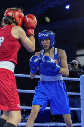 2026 European Boxing Championships SOFIA, BULGARIA - SEPTEMBER 25: Hatice Akbas (blue) of Turkiye in action against Laura Fuertes Fernandez (red) of Spain during the Elite Women s 51kg Final at the 2026 European Boxing Elite Championships at the Asics Arena Sports Hall in Sofia, Bulgaria, on September 25, 2026. Osmancan Gurdogan Anadolu Sofia Bulgaria. Editorial use only. Please get in touch for any other usage.  Copyright: x2026xAnadoluxOsmancanxGurdoganx