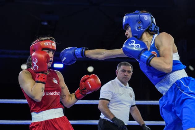 2026 European Boxing Championships SOFIA, BULGARIA - SEPTEMBER 25: Hatice Akbas (blue) of Turkiye in action against Laura Fuertes Fernandez (red) of Spain during the Elite Women s 51kg Final at the 2026 European Boxing Elite Championships at the Asics Arena Sports Hall in Sofia, Bulgaria, on September 25, 2026. Osmancan Gurdogan Anadolu Sofia Bulgaria. Editorial use only. Please get in touch for any other usage.  Copyright: x2026xAnadoluxOsmancanxGurdoganx