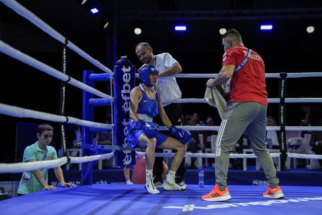 2026 European Boxing Championships SOFIA, BULGARIA - SEPTEMBER 25: Hatice Akbas of Turkiye in action against Laura Fuertes Fernandez (not seen) of Spain during the Elite Women s 51kg Final at the 2026 European Boxing Elite Championships at the Asics Arena Sports Hall in Sofia, Bulgaria, on September 25, 2026. Osmancan Gurdogan Anadolu Sofia Bulgaria. Editorial use only. Please get in touch for any other usage.  Copyright: x2026xAnadoluxOsmancanxGurdoganx