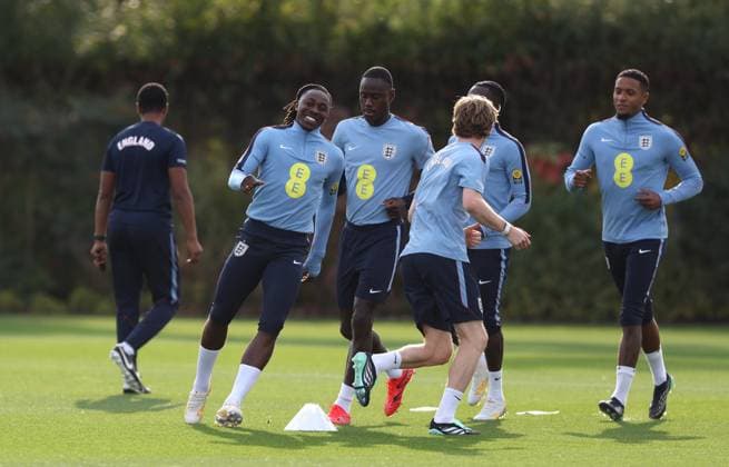 UEFA Nations League - England Training Session LONDON, ENGLAND, SEPTEMBER 25: Eberechi Eze of England national team, Nationalteam during The England training session at Tottenham Hotspur Training Ground, London on September 25 ahead of The UEFA Nations League Group Stage match in Group C3 between England v Spain at Wembley Stadium, London, England, on September 25. (Photo by Daniel Weir) London Tottenham Hotspur Training Ground England Copyright: xDanielxWeir SportsxPressxPhotox Sportspressphoto_SPR239288