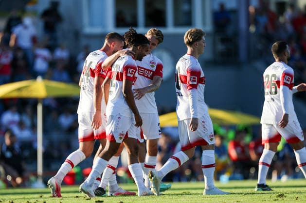 Der Jubel ist gross nach dem 2:0 durch Lorenz Amegnon Assignon (VfB Stuttgart, 22) GER, VfB Stuttgart vs. 1. FC Heidenheim 1846, Fussball, Freundschaftsspiel, Spielzeit 2026 2027, 25.09.2026 GER, VfB Stuttgart vs. 1. FC Heidenheim 1846, Fussball, Freundschaftsspiel, Spielzeit 2026 2027, 25.09.2026 Beutelsbach Copyright: xEibner-Pressefoto SoerenxHerwegx EP_SHG