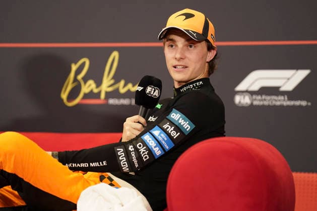 FORMULA 1 AZERBAIJAN GRAND PRIX 2026 Oscar Piastri (AUS) 81 McLaren in a press conference, PK, Pressekonferenz after qualifying during the Formula 1 Qatar Airways Azerbaijan Grand Prix 2026, Round 15 of the 2026 Formula 1 World Championship, WM, Weltmeisterschaft from 24th - 26th September 2026 at the Baku City Circuit, Baku, Azerbaijan. Credit: Robbie Hoad Every Second Media Editorial use only. All images are copyright Every Second Media Limited. No images may be reproduced without prior permission. Copyright: xIMAGO EveryxSecondxMediax ESM-2183-0390 RobbiexHoadx xEveryxSecondxMediax