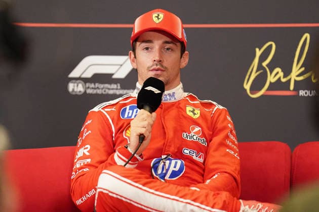 FORMULA 1 AZERBAIJAN GRAND PRIX 2026 Charles Leclerc (MON) 16 Ferrari in a press conference, PK, Pressekonferenz after qualifying during the Formula 1 Qatar Airways Azerbaijan Grand Prix 2026, Round 15 of the 2026 Formula 1 World Championship, WM, Weltmeisterschaft from 24th - 26th September 2026 at the Baku City Circuit, Baku, Azerbaijan. Credit: Robbie Hoad Every Second Media Editorial use only. All images are copyright Every Second Media Limited. No images may be reproduced without prior permission. Copyright: xIMAGO EveryxSecondxMediax ESM-2183-0398 RobbiexHoadx xEveryxSecondxMediax