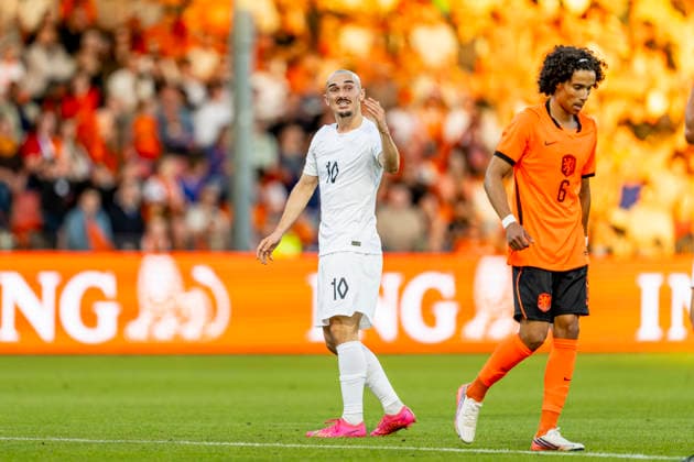 DEVENTER - Noorwegen forward Marius Broholm during the UEFA EK qualification match between Jong Nederland and Jong Noorwegen in De Adelaarshorst on 25 September 2026 in Deventer, Nederland. (Photo by DeFodi Images) -