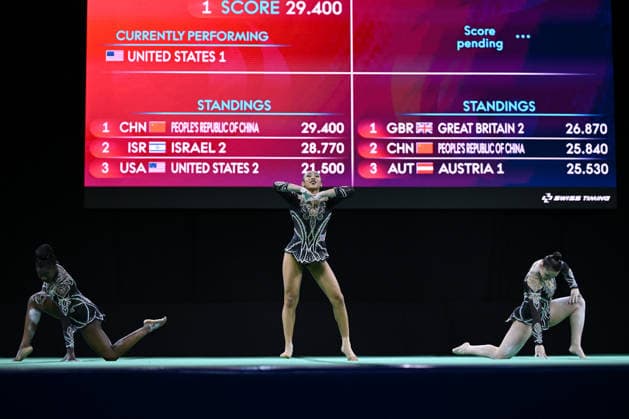 IPA88964793 - CUNNINGHAM, Aubrie; DJOUMGOUE, Carmelle; WILLIAMS, Juli (USA) at the 30th Acrobatic Gymnastics World Championships in Pesaro, Italy, on September 25, 2026  Copyright: xFilippoxTomasi IPAxSportx xx IPA88964793