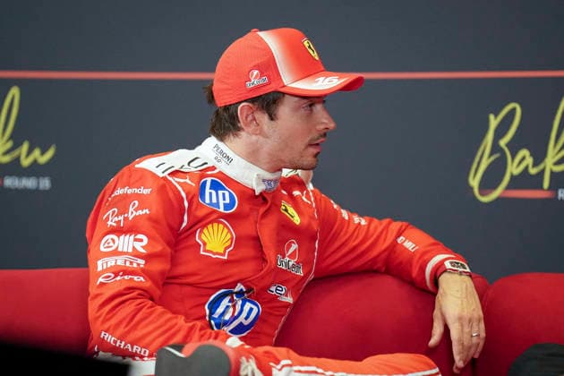 FORMULA 1 AZERBAIJAN GRAND PRIX 2026 Charles Leclerc (MON) 16 Ferrari in a press conference, PK, Pressekonferenz after qualifying during the Formula 1 Qatar Airways Azerbaijan Grand Prix 2026, Round 15 of the 2026 Formula 1 World Championship, WM, Weltmeisterschaft from 24th - 26th September 2026 at the Baku City Circuit, Baku, Azerbaijan. Credit: Robbie Hoad Every Second Media Editorial use only. All images are copyright Every Second Media Limited. No images may be reproduced without prior permission. Copyright: xIMAGO EveryxSecondxMediax ESM-2183-0407 RobbiexHoadx xEveryxSecondxMediax