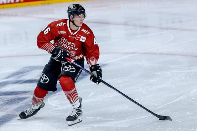 25.09.2026, Eishockey, DEL, Kölner Haie - Eisbären Berlin, 3.Spieltag, Saison 2026 27, Lanxess-Arena Köln: Kevin Niedenz (Koelner Haie 46) Nordrhein-Westfalen Deutschland