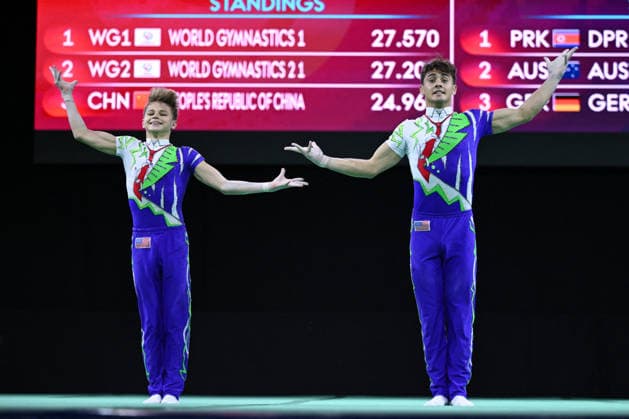 OTHER - Gymnastics - 30th Acrobatic Gymnastics World Championships Photo by IPA ABACAPRESS.COM88964800 - OSSOLODKOV Vsevolod OSSOLODKOV Yaroslav (USA) during the 30th World Acrobatic Gymnastics Championships, held in Pesaro, Italy, on September 25, 2026 Pesaro Italy  Copyright: xIPAxSport ABACAx