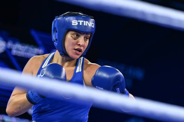 2026 European Boxing Championships SOFIA, BULGARIA - SEPTEMBER 25: Busra Isildar of Turkiye in action against Aoife O Rourke (not seen) of Ireland during the Elite Women s 75kg Final at the 2026 European Boxing Elite Championships at Asics Arena Sports Hall in Sofia, Bulgaria, on September 25, 2026. Artur Widak Anadolu Sofia Bulgaria. Editorial use only. Please get in touch for any other usage.  Copyright: x2026xAnadoluxArturxWidakx