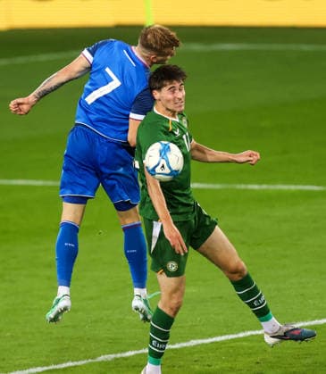 2027 UEFA Under 21 European Qualifier, Kosicka Futbalova Arena, Kosice, Slovakia 25 9 2026 Slovakia vs Republic of Ireland Ireland™s Cathal McCarthy with Matej Riznic of Slovakia Cathal McCarthy with Matej Riznic 25 9 2026  Copyright: xAleksandarxDjorovicx AS4A3226