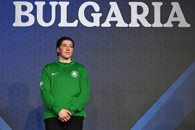 2026 European Boxing Championships in Bulgaria SOFIA, BULGARIA - SEPTEMBER 25: Gold medalist Aoife O Rourke of Ireland stands on the podium beneath a giant screen reading Bulgaria during the Elite Women s 75kg award ceremony at the 2026 European Boxing Elite Championships. Artur Widak Anadolu Sofia Bulgaria. Editorial use only. Please get in touch for any other usage.  Copyright: x2026xAnadoluxArturxWidakx