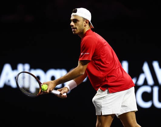2026 Laver Cup, O2 Arena, London,25 09 2026 Francisco Cerundolo in action during the 2026 Laver Cup against Casper Ruud (NOR) at the O2 arena, London London O2 Arena London GBR, UK NEWSPAPERS OUT Copyright: xMarkxGreenwoodx