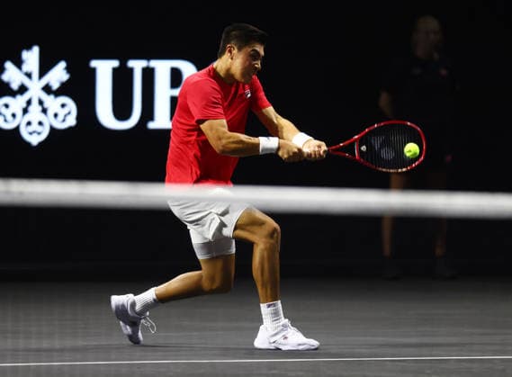2026 Laver Cup, O2 Arena, London,25 09 2026 Brandon Nakashima (USA) in action during the 2026 Laver Cup against Casper Ruud (NOR) at the O2 Arena, London London O2 Arena London GBR, UK NEWSPAPERS OUT Copyright: xMarkxGreenwoodx