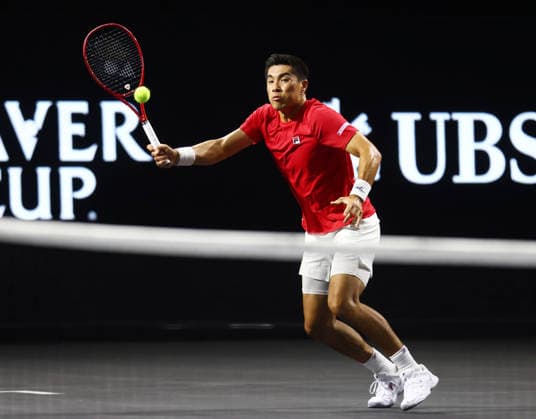 2026 Laver Cup, O2 Arena, London,25 09 2026 Brandon Nakashima (USA) in action during the 2026 Laver Cup against Casper Ruud (NOR) at the O2 Arena, London London O2 Arena London GBR, UK NEWSPAPERS OUT Copyright: xMarkxGreenwoodx