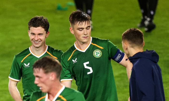 2027 UEFA Under 21 European Qualifier, Kosicka Futbalova Arena, Kosice, Slovakia 25 9 2026 Slovakia vs Republic of Ireland Ireland™s Sean Grehan celebrates winning Sean Grehan celebrates winning 25 9 2026  Copyright: xAleksandarxDjorovicx AS4A3708