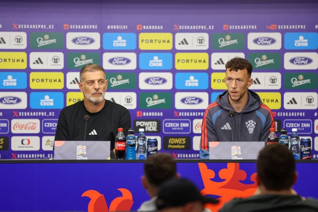 Croatia press and training: UEFA Nations League MD-1 Head Coach of Croatia Slaven Bilic and Croatia s player Ivan Perisic during the press conference, PK, Pressekonferenz of Croatia national team, Nationalteam at Fortuna Arena on September 25, 2026 in Prague, Czech Republic.  MatijaxHabljak PIXSELL