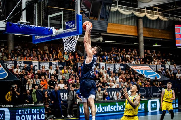 BB-1BL Herren Syntainics MBC - Science City Jena Jure Planinic (Syntainics MBC) waehrend der Saison 2026-2027 zum 2. Spieltag in der 1. EasyCredit Basketball Bundesliga zwischen Syntainics MBC und Science City Jena in der Stadthalle Weissenfels am 25. September 2026 in Weissenfels, Sachsen Anhalt, Deutschland