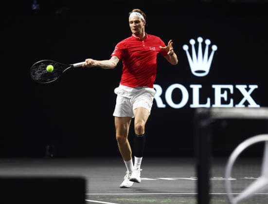 2026 Laver Cup, O2 Arena, London,25 09 2026 Alexander Bublik in action for Team World during his match against Rapael Jodar (ESP) in the 2026 Laver Cup at the O2 Arena in London London O2 Arena London GBR, UK NEWSPAPERS OUT Copyright: xMarkxGreenwoodx