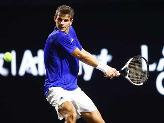 2026 Laver Cup, O2 Arena, London,25 09 2026 Raphael Jodar (ESP) in action for Team Europe during his match against Alexander Bublik in the 2026 Laver Cup at the O2 Arena in London London O2 Arena London GBR, UK NEWSPAPERS OUT Copyright: xMarkxGreenwoodx