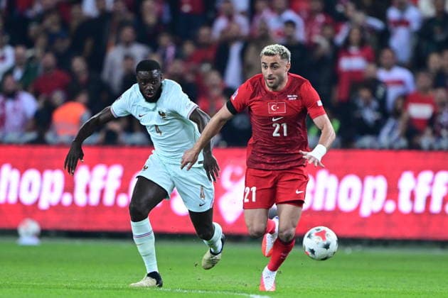 Turkiye v France - UEFA Nations League KOCAELI, TURKIYE - SEPTEMBER 25: Baris Alper Yilmaz (21) of Turkiye in action against Dayot Upamecano (4) of France during the UEFA Nations League A League Group 1 match between Turkiye and France at Kocaeli Stadium in Kocaeli, Turkiye, on September 25, 2026. Abdulhamid Hosbas Anadolu Kocaeli Turkey. Editorial use only. Please get in touch for any other usage.  Copyright: x2026xAnadoluxAbdulhamidxHosbasx