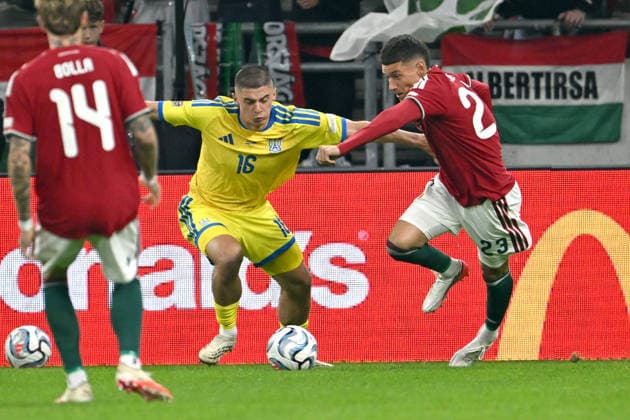 SOCCER - UEFA Nations League - Hungary vs. Ukraine Photo by IPA ABACAPRESS.COM88969251 - UkraineVitality Mykolenko vs. Hungary s Damir Redic during the Nations League, Matchday 1, between Hungary and Ukraine on September 26, 2026, at the Puskás Arena in Budapest, Hungary Budapest Hungary  Copyright: xIPAxSport ABACAx