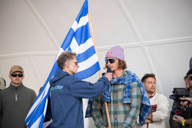 PWA - Citroen - World Windsurfing Tour Sylt 2026; Sylt Westerland, 25.09.2026 Ingo Meyer the Voice of Surfing; Lennert Neubauer (Freestyle Men, Greece, GRE-734); PWA - Citroen - World Windsurfing Tour Sylt 2026 am 25.09.2026 in der Brandenburger Strand in Sylt Westerland (Deutschland). Copyright: xBEAUTIFULxSPORTS AndreasxDickx