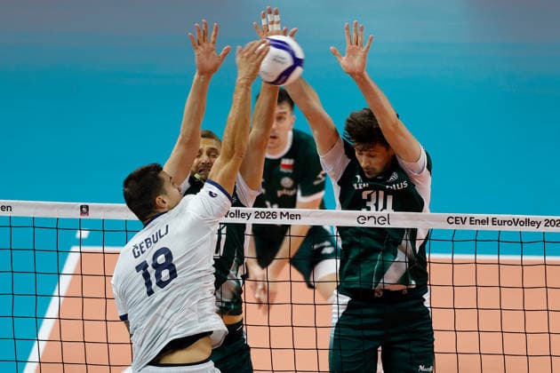 Slovenia V Poland - CEV Enel EuroVolley 2026 Klemen Cebulj 18 of Team Slovenia in action during the CEV Enel EuroVolley 2026 semi-finals match between Slovenia and Poland at Unipol Forum in Milano, Italy, on September 25, 2026. Milano Italy Italy  Copyright: xRichardxMorganox originalFilename:morgano-slovenia260925_np8rE.jpg