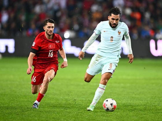 Turkiye v France - UEFA Nations League KOCAELI, TURKIYE - SEPTEMBER 25: Ismail Yuksek (16) of Turkiye in action against Rayan Cherki (9) France of during the UEFA Nations League A Group 1 match between Turkiye and France at Kocaeli Stadium in Kocaeli, Turkiye, on September 25, 2026. Oguz Yeter Anadolu Kocaeli Turkey. Editorial use only. Please get in touch for any other usage.  Copyright: x2026xAnadoluxOguzxYeterx