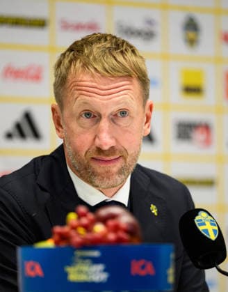 260925 Head coach Graham Potter of Sweden at the press conference, PK, Pressekonferenz after the Nations League football match between Sweden and Romania on September 25, 2026 in Stockholm. Photo: Jesper Zerman BILDBYRAN kod JZ JM0854 bbeng fotboll football soccer fotball nations league uefa nations league sverige sweden sverige a rumänien romania presskonferens Copyright: JESPERxZERMAN BB260925JZ049