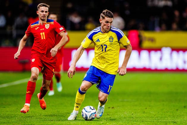 260925 Viktor Gyökeres of Sweden during the Nations League football match between Sweden and Romania on September 25, 2026 in Stockholm. Photo: Kenta Jönsson BILDBYRAN COP 210 JM0854 bbeng fotboll football soccer fotball nations league uefa nations league sverige sweden sverige a rumänien romania Copyright: KENTAxJÖNSSON BB260925KJ099