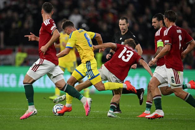 IPA88971385 - Georgiy Sudakov (Ukraine) against Anras Schafer (Hungary) during the Nations League group stage, Matchday 1, between Hungary and Ukraine on September 26, 2026, at the Puskás Arena in Budapest, Hungary  Copyright: xVincenzoxOrlando IPAxSportx xx IPA88971385