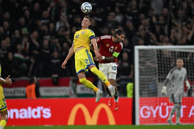 SOCCER - UEFA Nations League - Hungary vs. Ukraine Photo by IPA ABACAPRESS.COM88971287 - Mykola Matviyenko (Ukraine). Against Dominik Szoboszlai (Hungary) during the Nations League group stage, Matchday 1, between Hungary and Ukraine on September 26, 2026, at the Puskás Arena in Budapest, Hungary Budapest Hungary  Copyright: xIPAxSport ABACAx