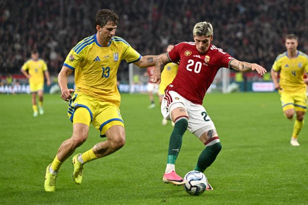 IPA88973608 - Illia Zabarnyi (Ukraine) against Roland Sallai (Hungary) during the Nations League group stage, Matchday 1, between Hungary and Ukraine on September 26, 2026, at the Puskás Arena in Budapest, Hungary  Copyright: xVincenzoxOrlando IPAxSportx xx IPA88973608